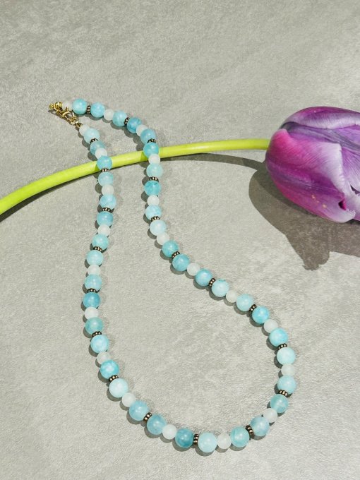 Colier Handmade Jad Alb&Bleu CARMEN