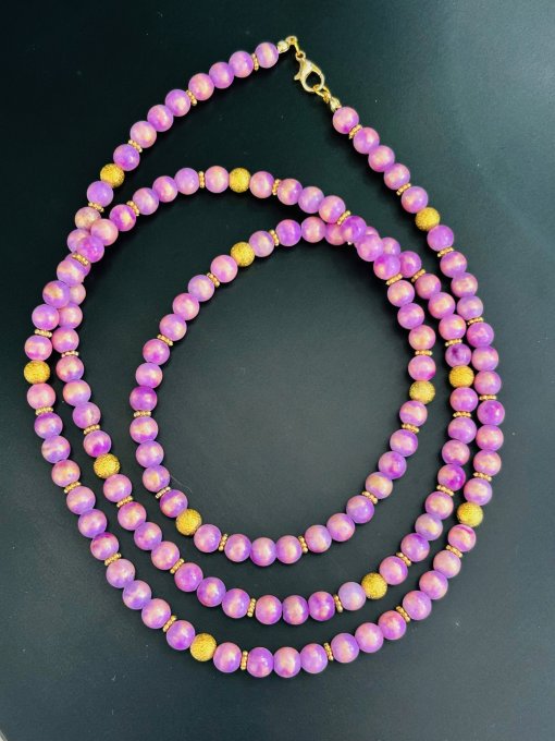 Colier Handmade Jad lila aurit REGINA NOPȚII