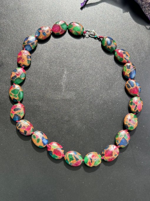 Colier Jasp oval multicolor