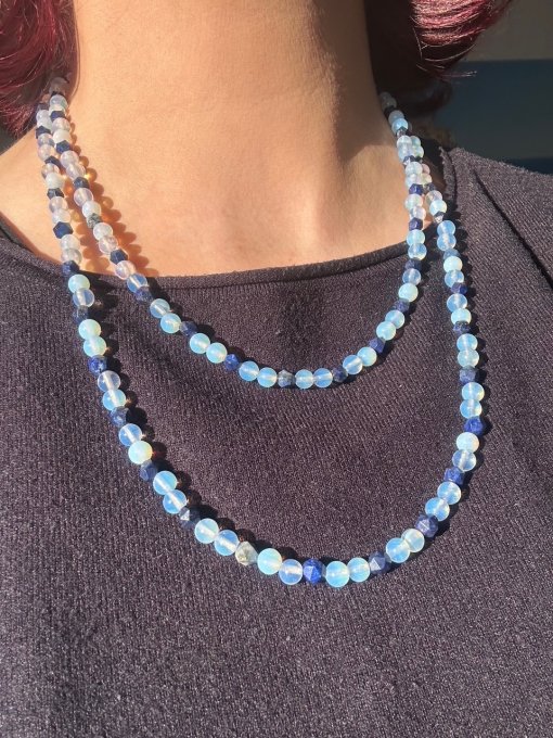 Colier lapis lazuli & opalit „AMY”