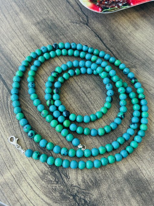 Colier lung crisocolla frosted mat „ALMA”