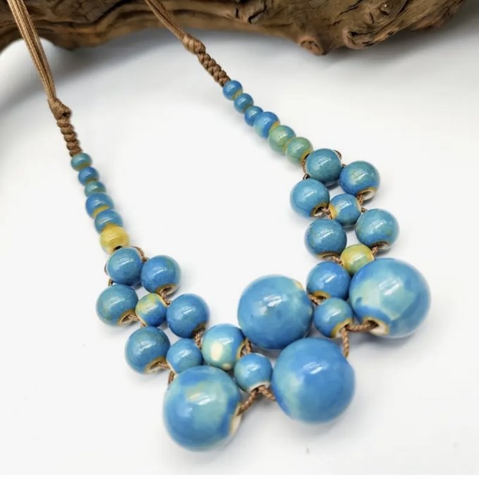 Colier mărgele ceramice BLUEGRADIENT