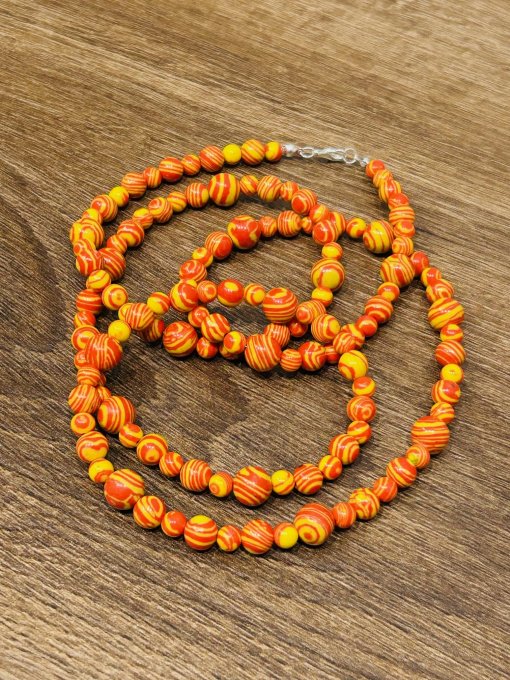 Colier mărgele jasp portocaliu ASENA