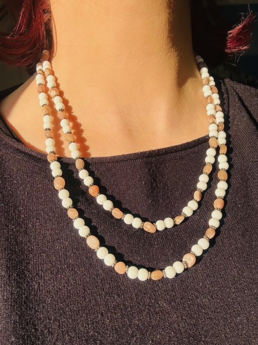 Colier mărgele neregulate GOLDSTONE maro „ARISHA”