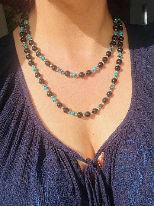 Colier mărgele onix și compozit „TURQUISE”