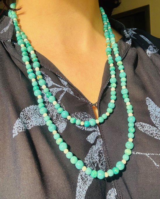 Colier Handmade turcoaz și howlit ALIZA