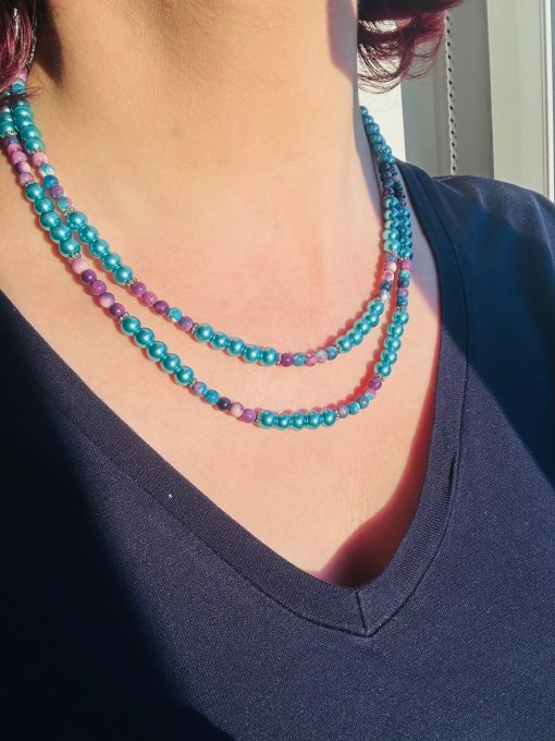 Colier mărgele turcoaz „TRINITY”