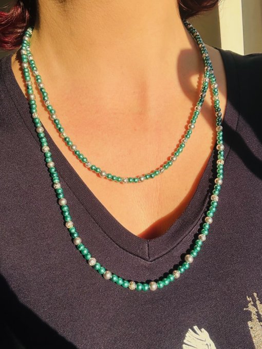 Colier mărgeluțe verde smarald „SEEKYR”