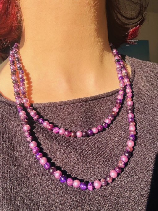 Colier ochi de tigru mov „AZIZE”