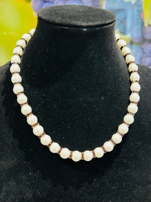 Colier perlă preciosa & distanțier ametist FIONA