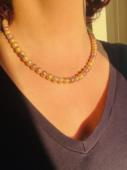 Colier perlă preciosa auriu prăfuit „MAGIE”