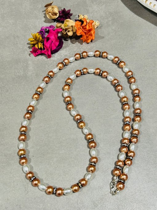 Colier handmade perle  CASTANE COAPTE