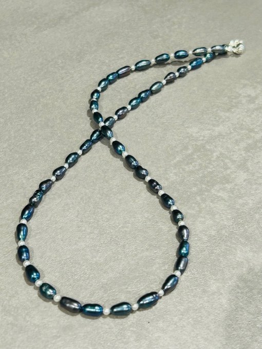 Colier perle cultură gri petrol DIDO