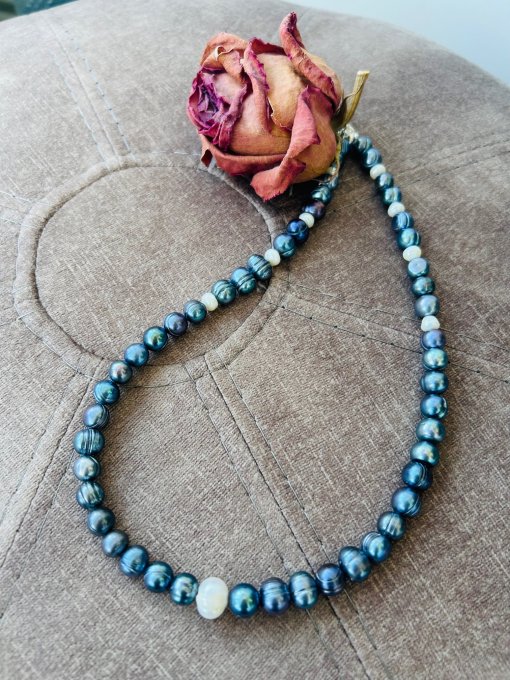 Colier perle cultură negre FRANCINE