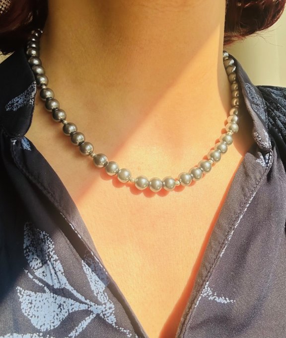 Colier perle gri hematit „DENISS”