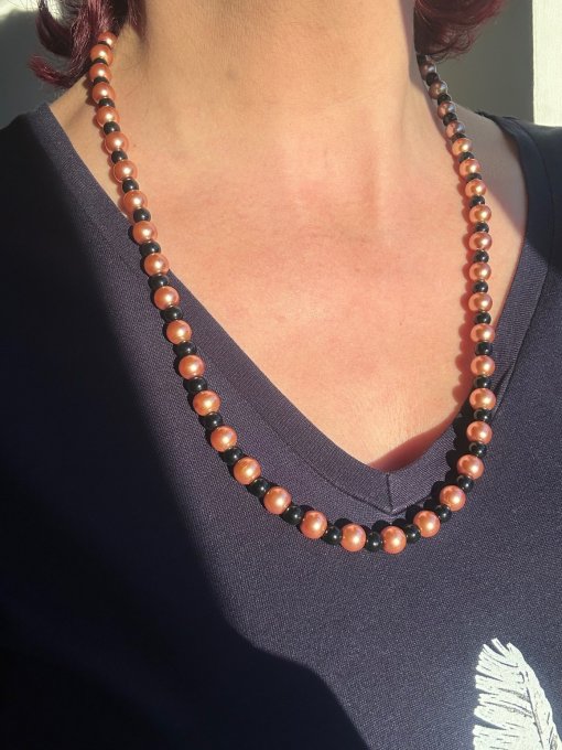 Colier perle negre & nisipiu „BACKERY”