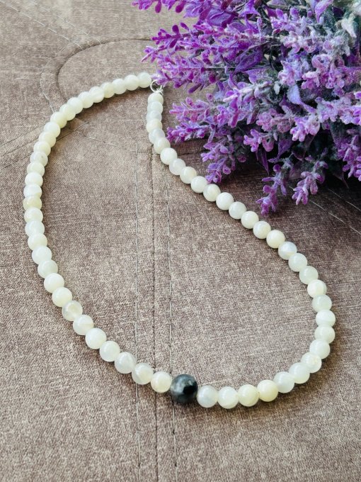 Colier Handmade  din Piatra Lunii si Labradorit AURORA