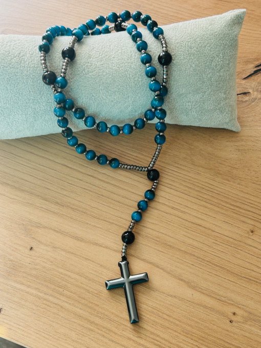 Colier rozariu ochi tigru si hematit ZOE