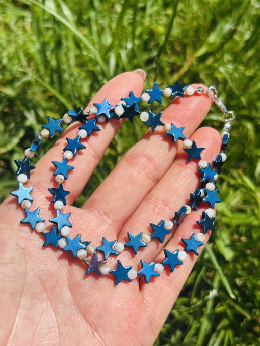 Colier Stelute Hematit & Sidef Ivory WINONA STAR
