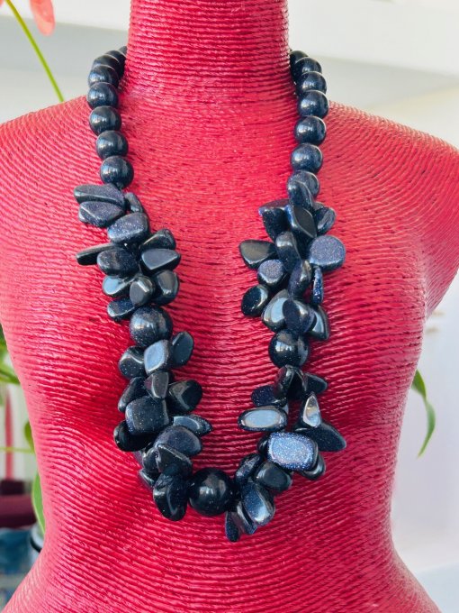 Colier supradimensionat Goldstone Albastru „FIRUZE”