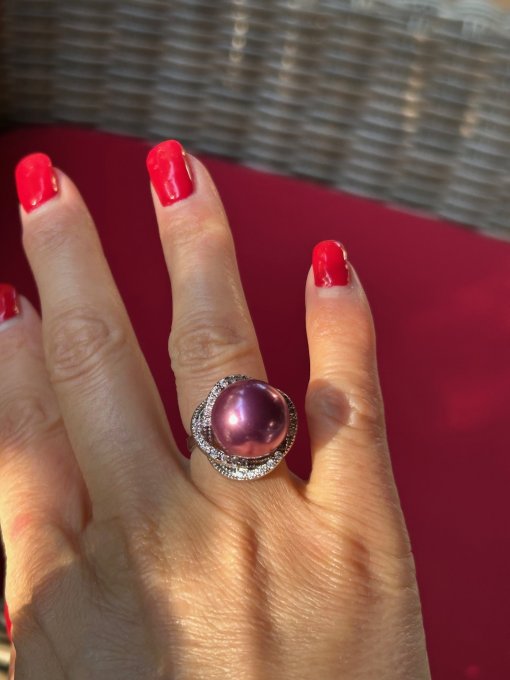 INEL FANTEZIE CU PERLĂ MARE MOV