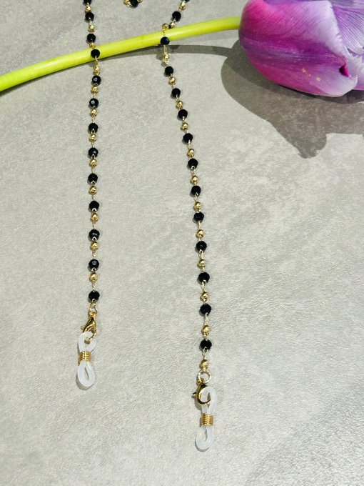 Lanț ochelari auriu cu cristale negre