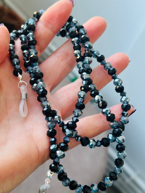 Lanț ochelari cristale negre MELINDA