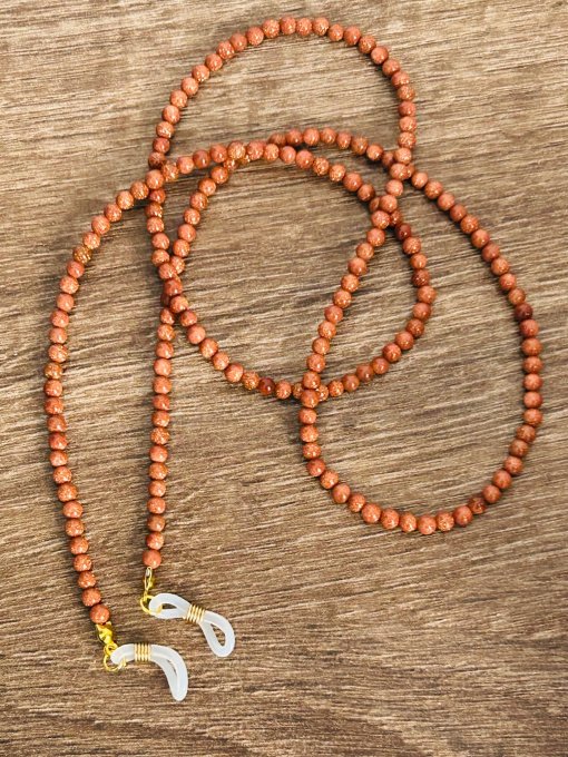 2 IN 1 Colier și Lanț ochelari handmade goldstone maro LOLA