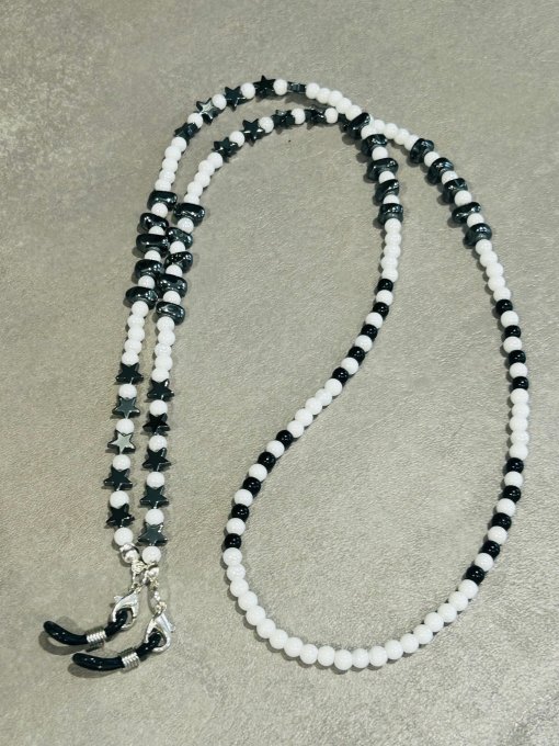 Lanț ochelari handmade perluțe și hematit NESIA