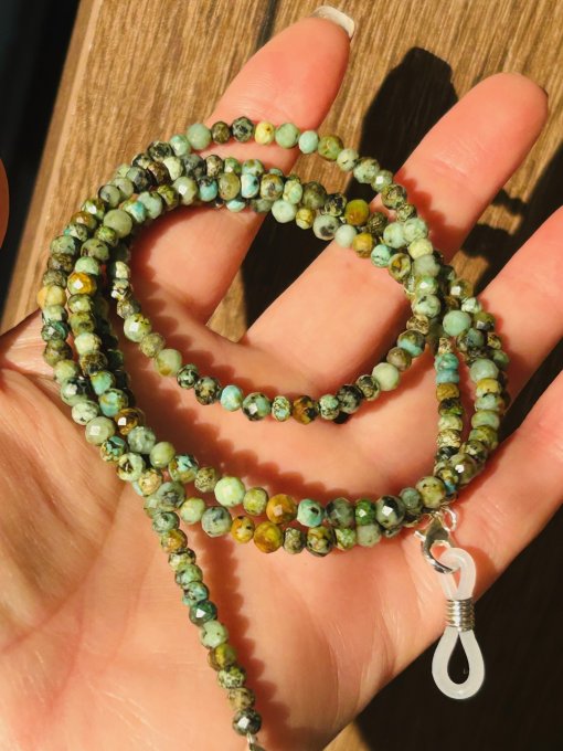 Lanț ochelari handmade turcoaz african fațetat KAYA
