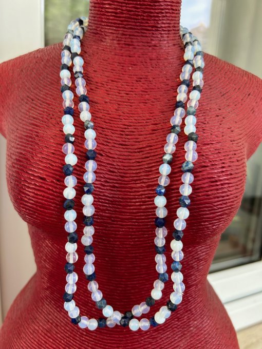 Colier lapis lazuli & opalit „AMY”