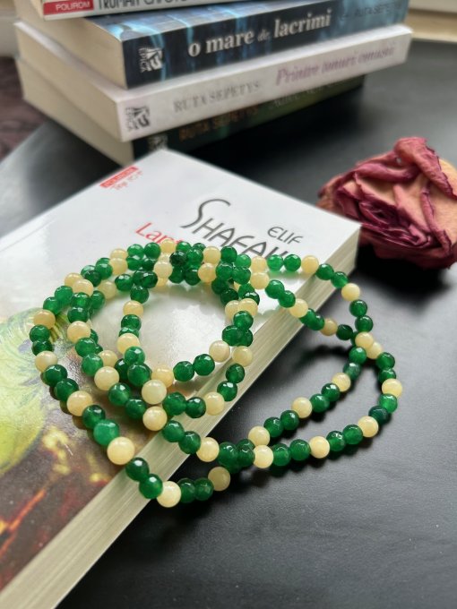 Colier Jad Verde și Jad Galben „CHARLOTTE”
