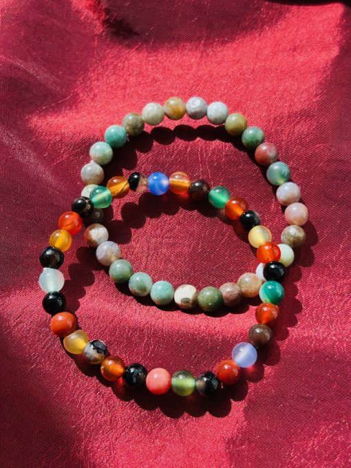 SET 2 BRĂȚĂRI AGATE MULTICOLORE
