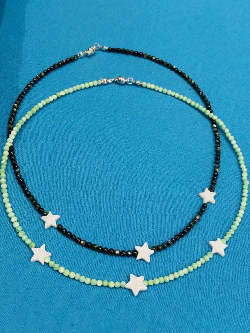 Set 2 coliere sidef colorat și steluțe ”SERENITY”