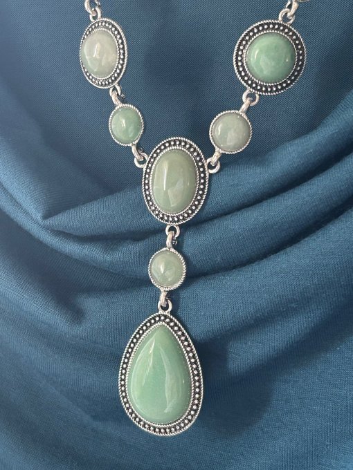 Set cercei și colier aventurin verde DELIA