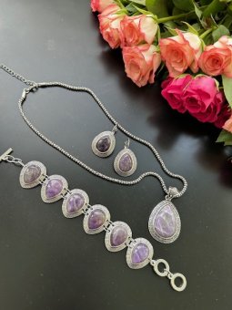 Set cercei, brățară și colier ametist ISADORA